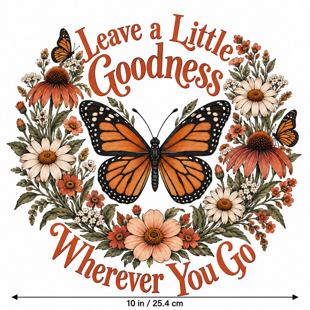 4 PCS DTF Transfer Leave a Little Goodness Monarch Butterfly 10in Iron On