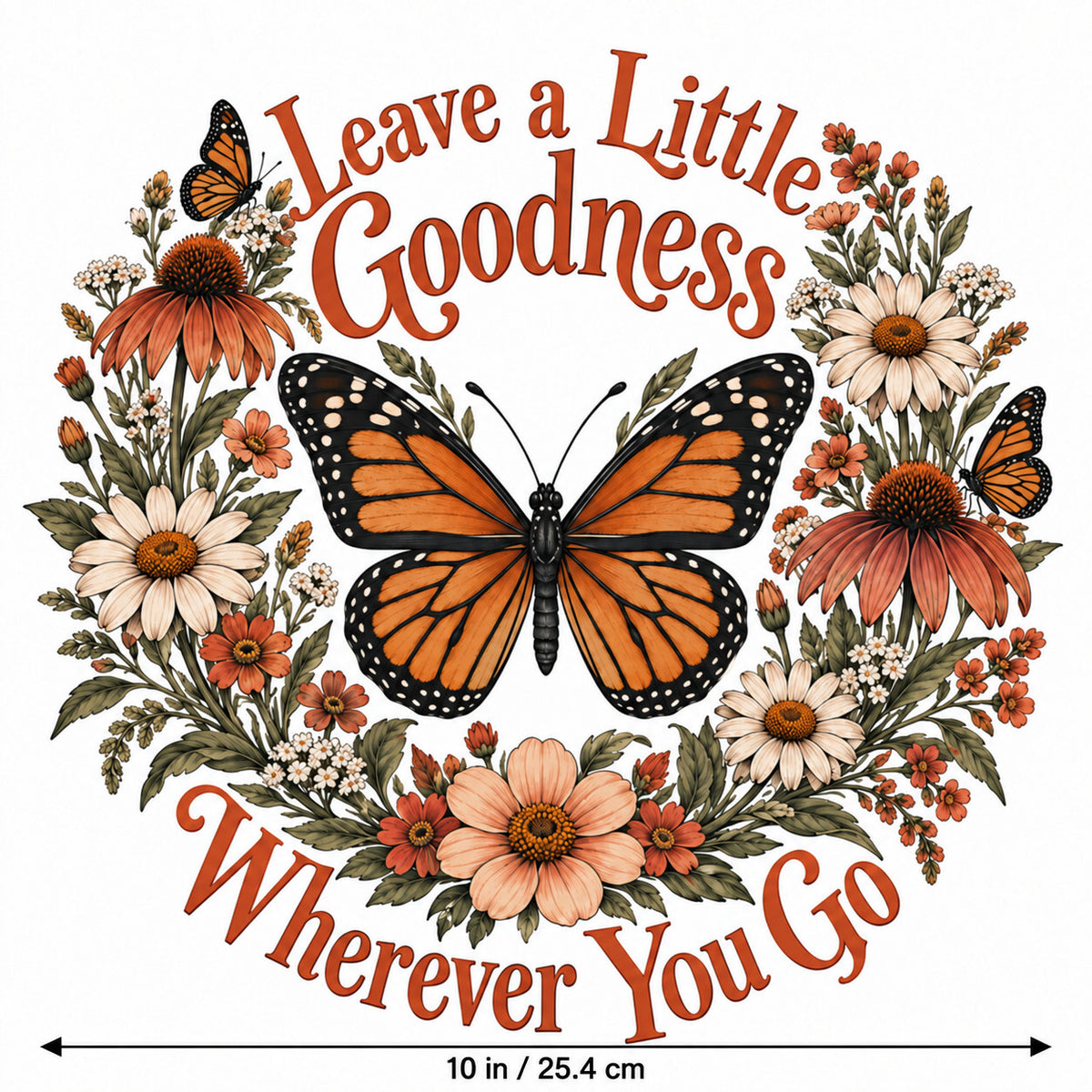 4 PCS DTF Transfer Leave a Little Goodness Monarch Butterfly 10in Iron On