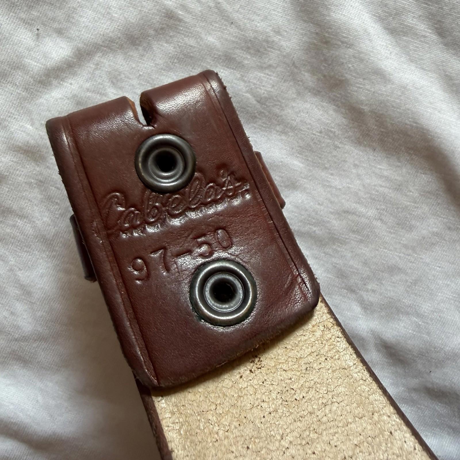 Vintage Cabela’s Brown Leather Belt Size 50 XXL 97-50 Stamp