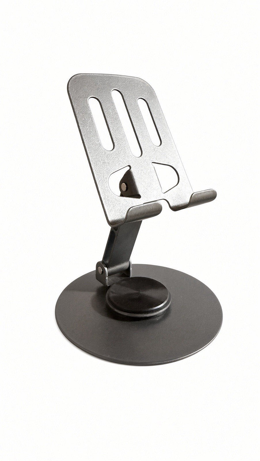Metal Desktop Phone Stand Adjustable Tablet Holder 360 Rotate Foldable Grey