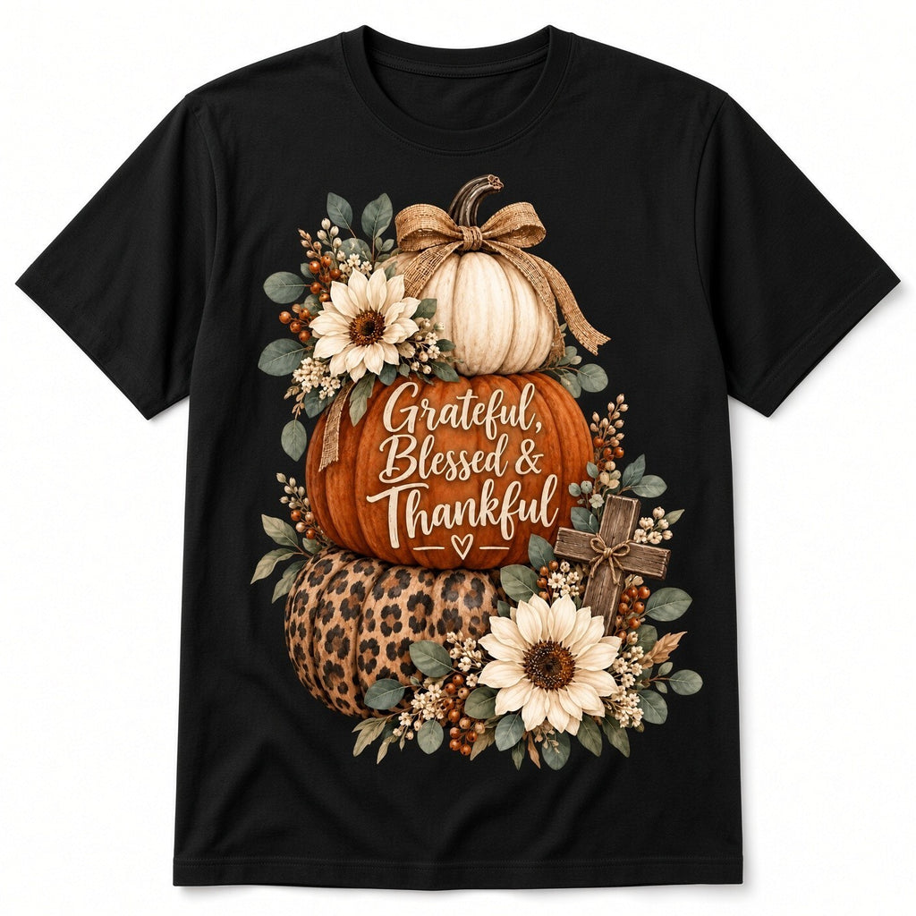 4PCS 10in Grateful Blessed Thankful Pumpkin DTF Transfers