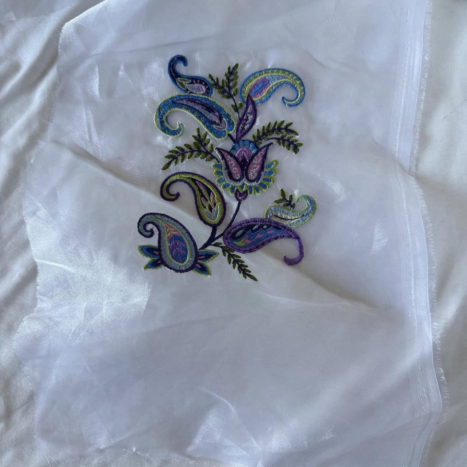 Vintage Embroidered Sheer Patch - Paisley Floral Swirls Boho Decor
