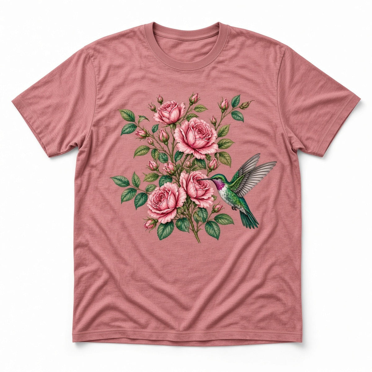 4Pcs 10" Pink Rose Hummingbird Floral DTF Transfer Heat Press Iron On
