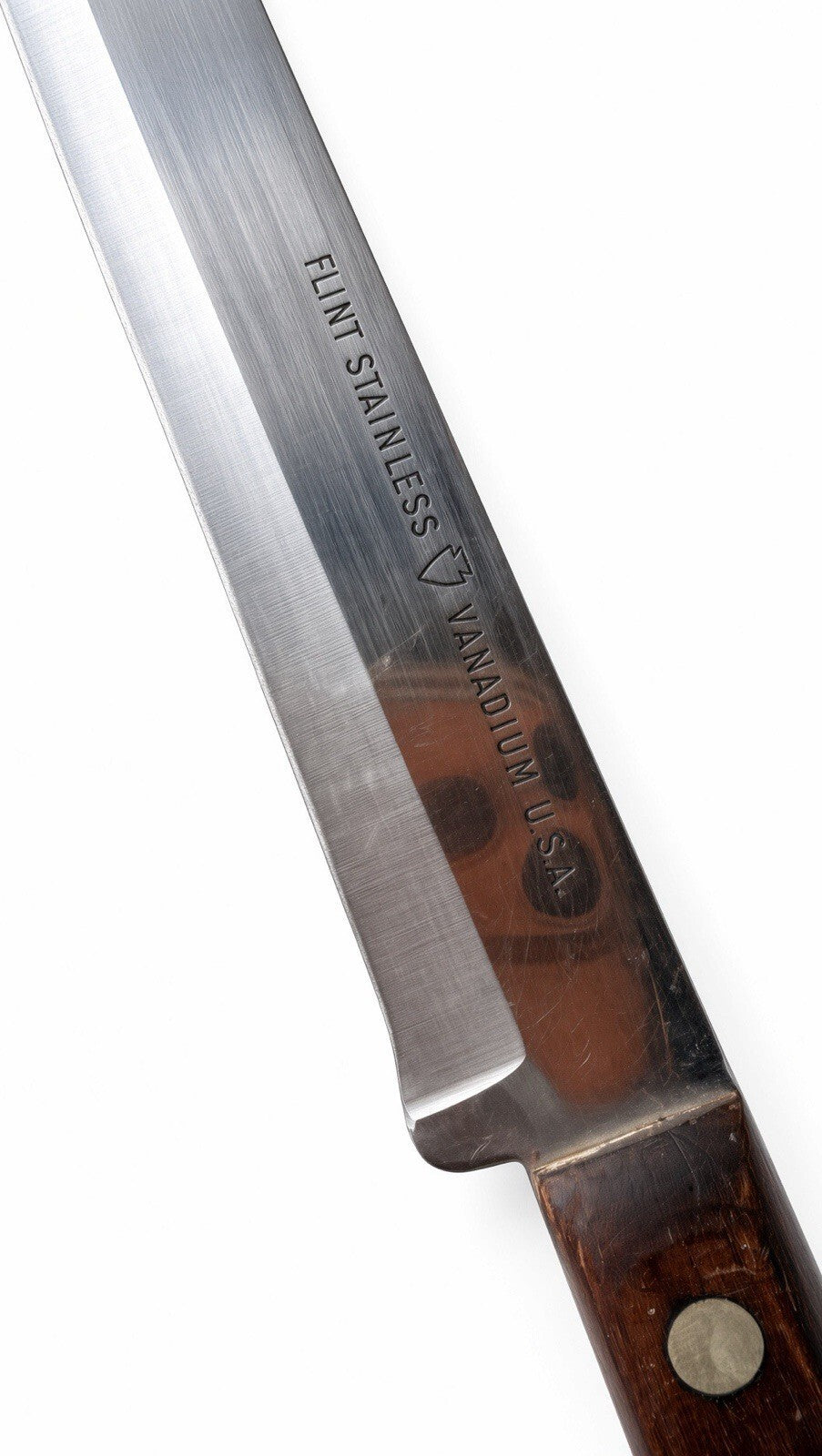 Flint Stainless Vanadium USA Chef Knife Wood Handle Vintage 8” Blade