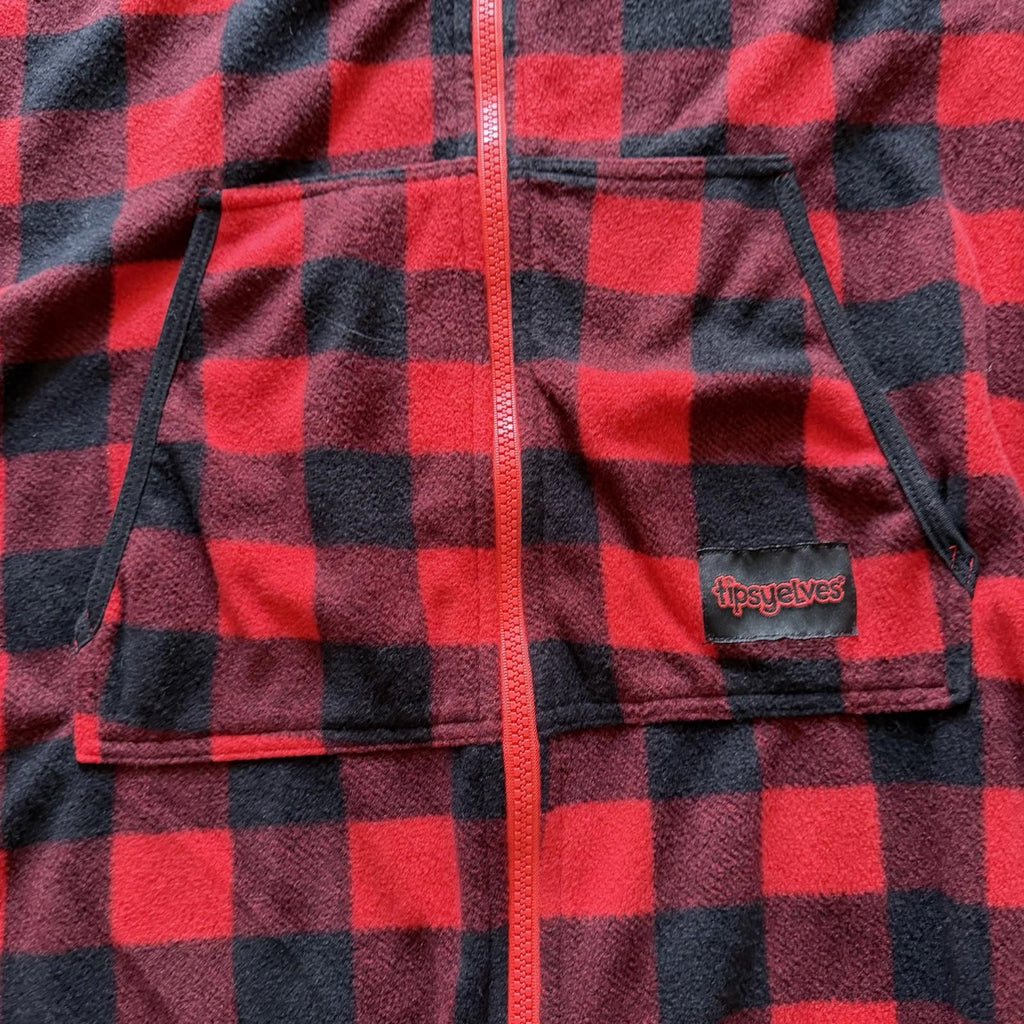 Tipsy Elves Jumpsuit Adult L Red Buffalo Plaid One Piece Pajama Lounge Holiday