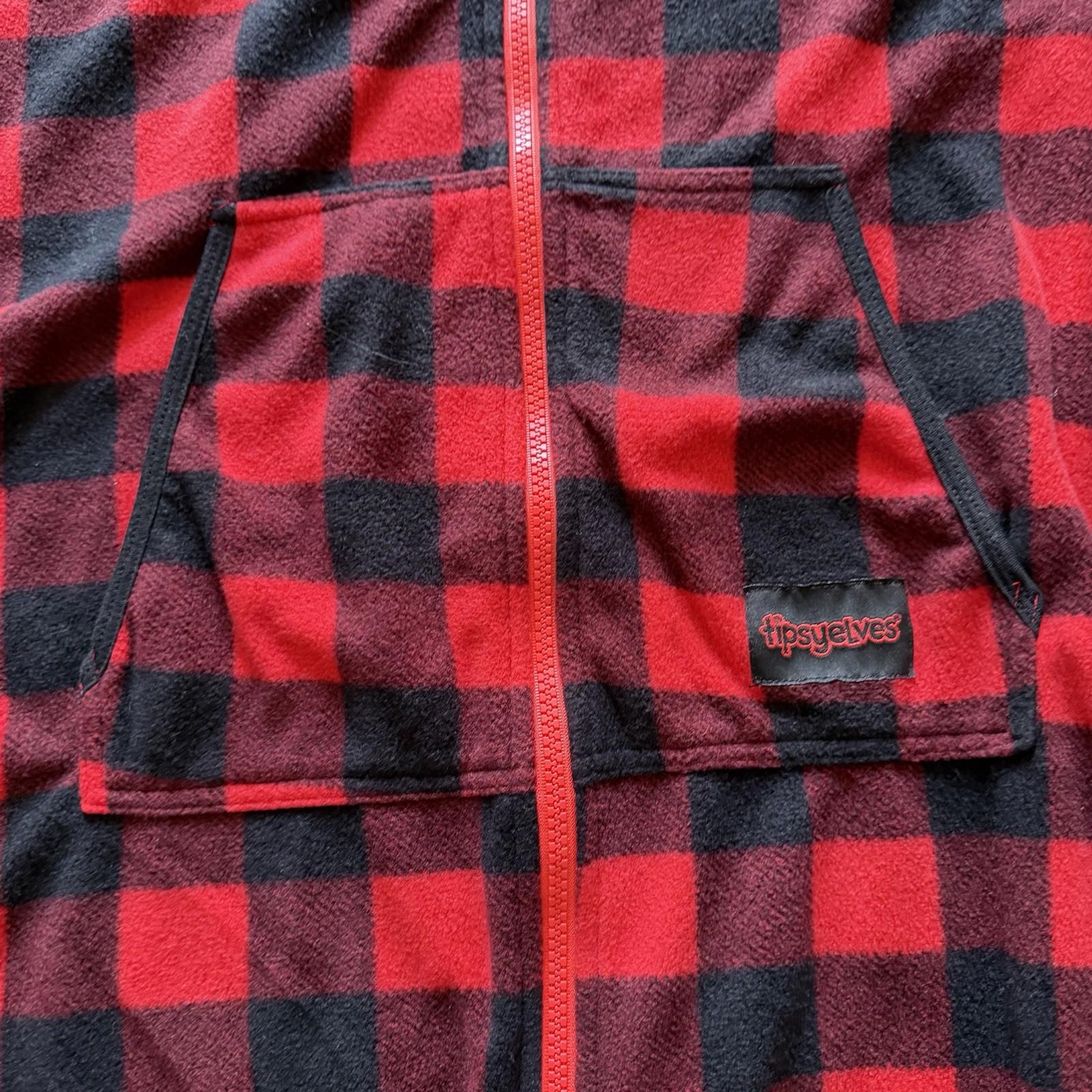 Tipsy Elves Jumpsuit Adult L Red Buffalo Plaid One Piece Pajama Lounge Holiday