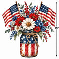 4pcs 10" Patriotic Mason Jar DTF PNG Flag Flowers Iron On Transfer