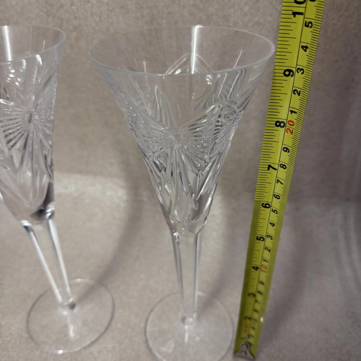 Pair of Waterford Crystal Millennium “Happiness” Champagne Toasting Flute 9 1/4”