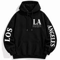 Black LA Hoodie Los Angeles Hollywood EST 1850 Sleeve Print Unisex