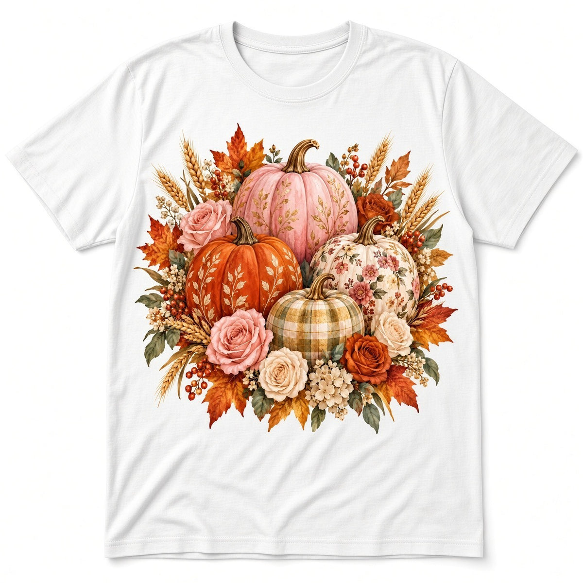 4PCS 10in Floral Fall Pumpkin Bouquet DTF Transfers