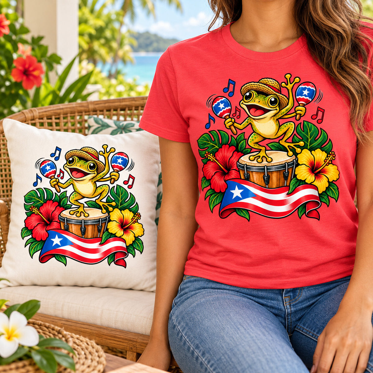 4Pcs Coqui Frog Music DTF Transfers Puerto Rican Design 10 Inch