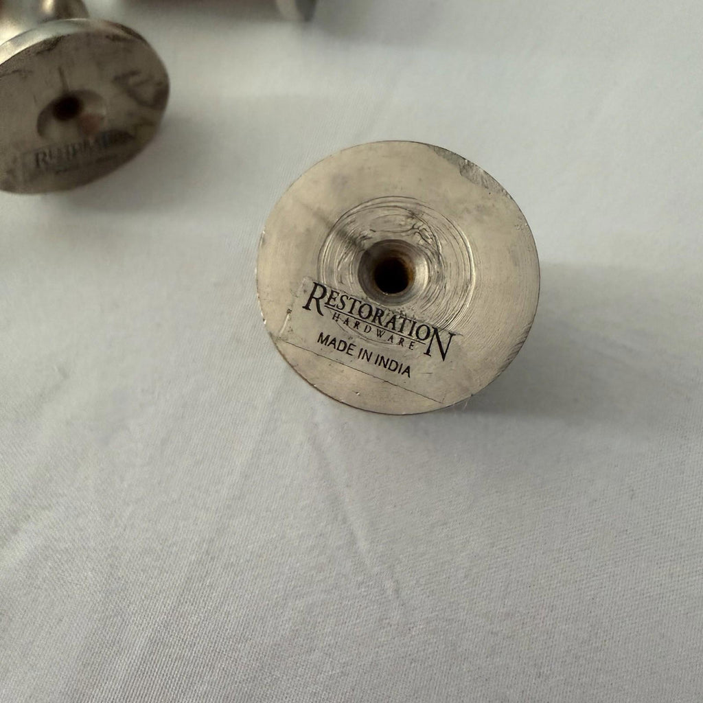 Set of 6 Restoration Hardware Stainless Mushroom Cabinet Knobs Made India
