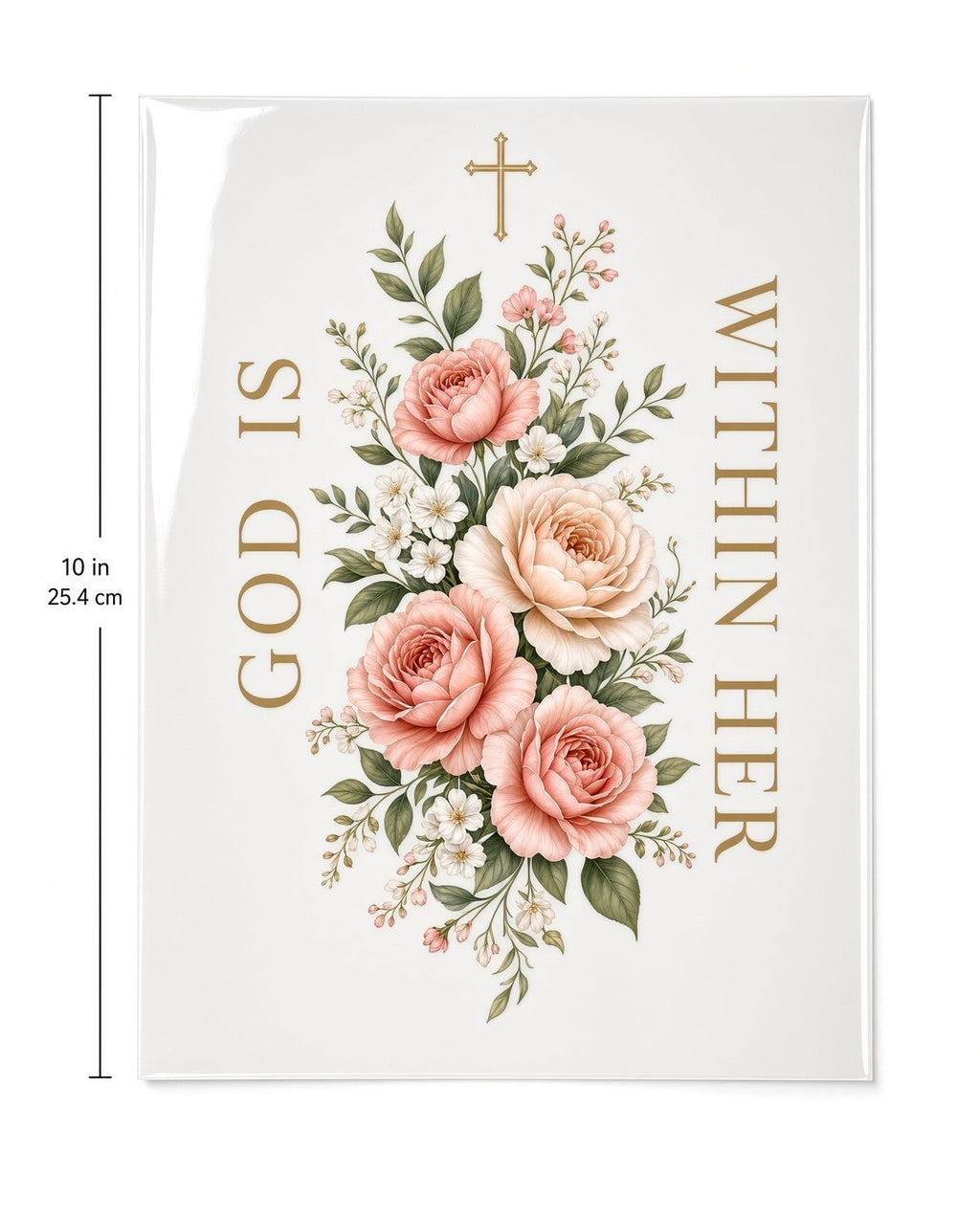 4Pcs 10" God Is Within Her Floral Cross DTF Transfer Heat Press