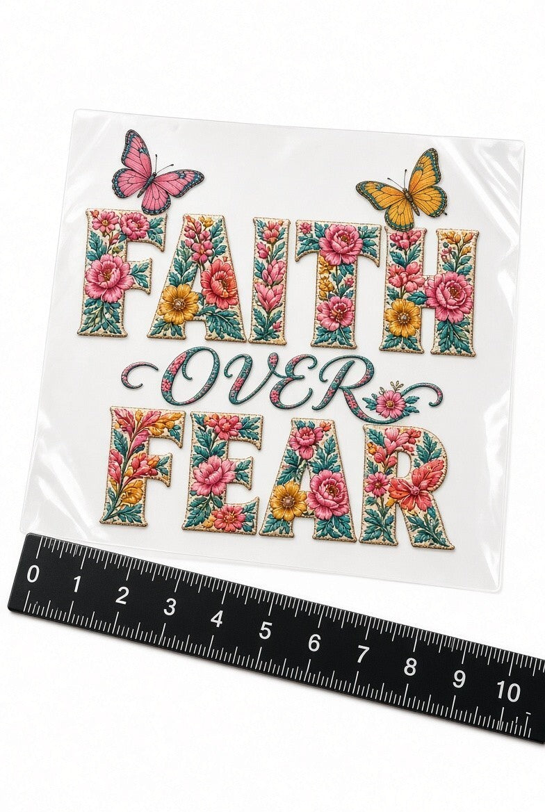 4Pcs 10 Inch Faith Over Fear Christian Floral DTF Iron On Shirt