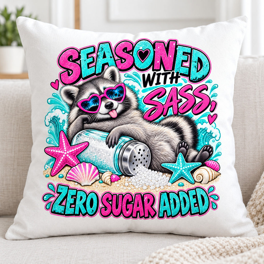 Seasoned With Sass Raccoon DTF Transfer 10 Inch Ready to Press Pack of 4