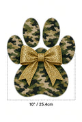 4pcs 10" Camo Paw Print DTF Transfer PNG Gold Bow Dog Mom Iron On