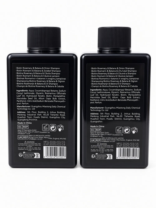 2 Pack Biotin Rosemary Batana Onion Shampoo 4-in-1 Hair Care 150ml w/ Pumps