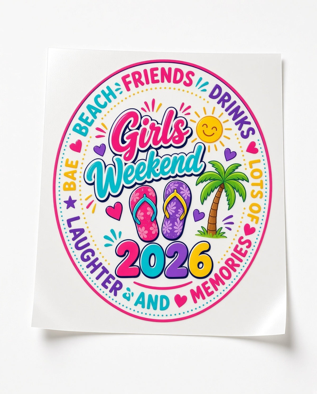 4pc 10" Girls Weekend 2026 Beach Friends Drinks Trip DTF Transfer Ready to P