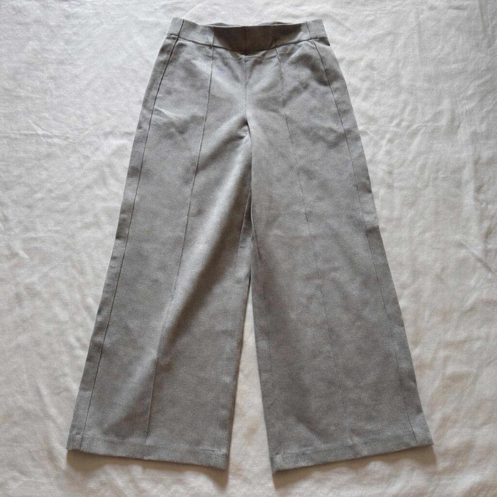 Jones New York Gray Wide Leg Pull-On Pants Size S Stretch Knit