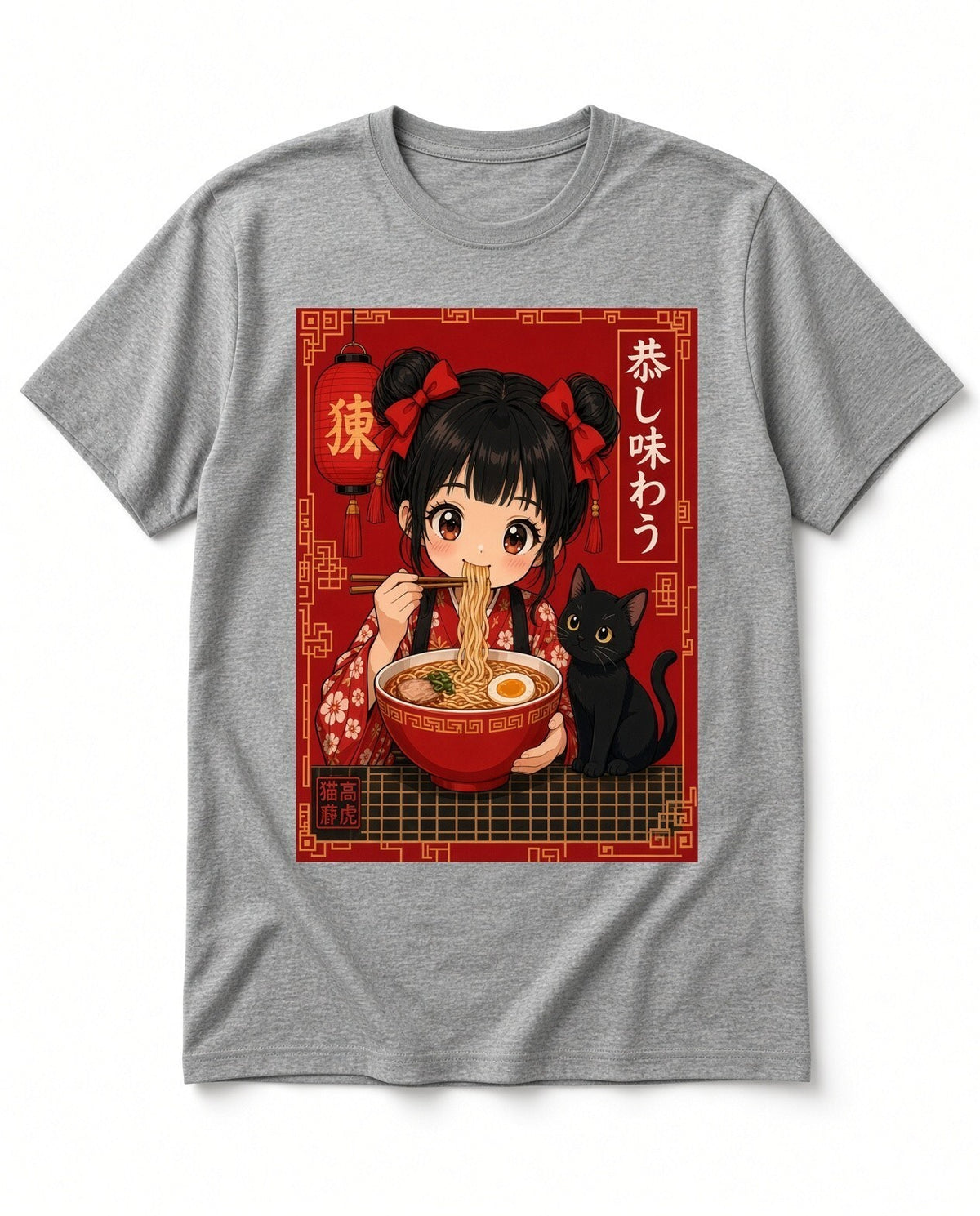 4pcs 10" DTF Transfer Anime Girl Ramen Black Cat Iron On Heat Press Shirt