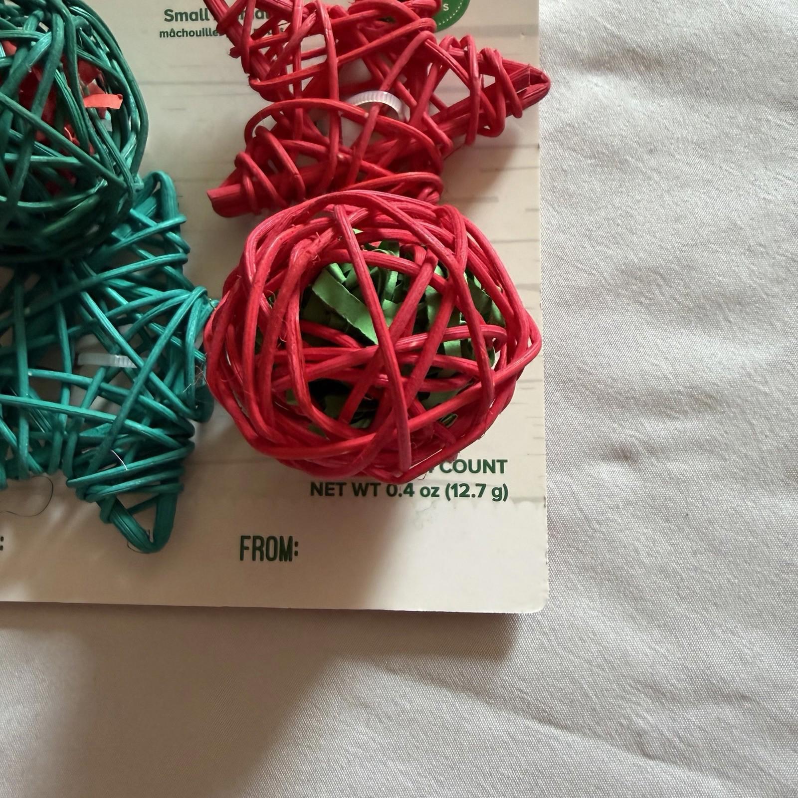 Merry & Bright Holiday Willow Wood Chews 4-Pack: Balls & Star Small Pets