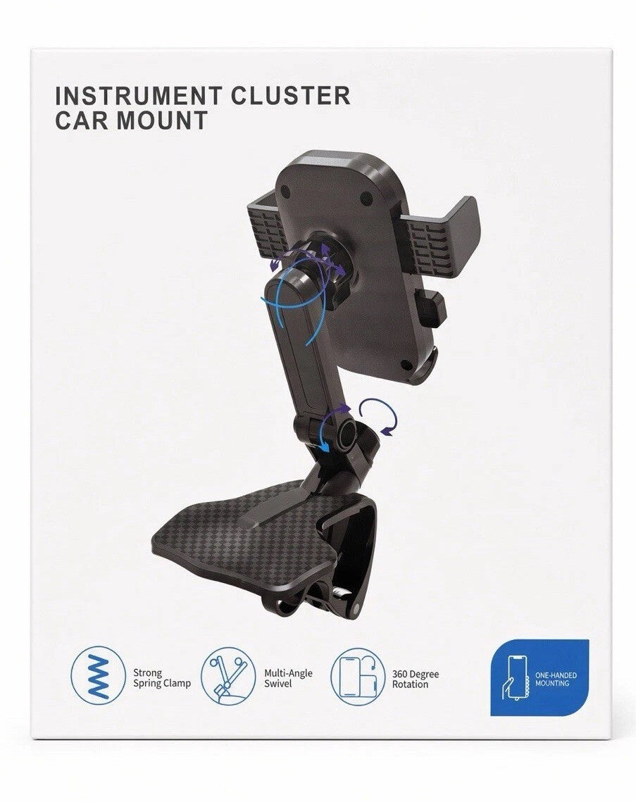 Instrument Cluster Car Mount Phone Holder Spring Clamp 360 Swivel
