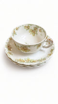 Haviland France Limoges Floral China Tea Cup & 3 Saucers Antique Porcelain Set
