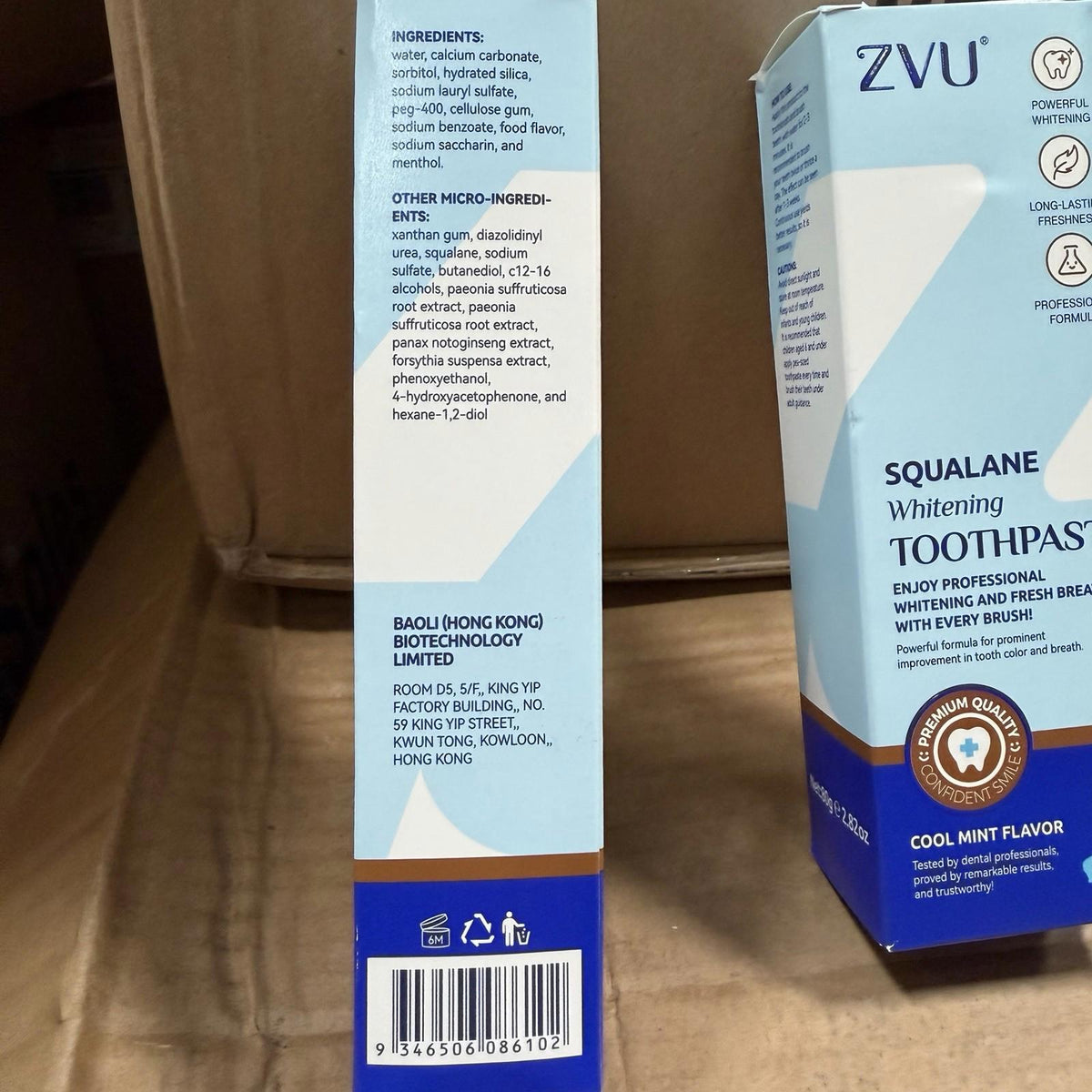 ZVU Squalane Whitening Toothpaste Cool Mint - 3 Pack Professional Formula