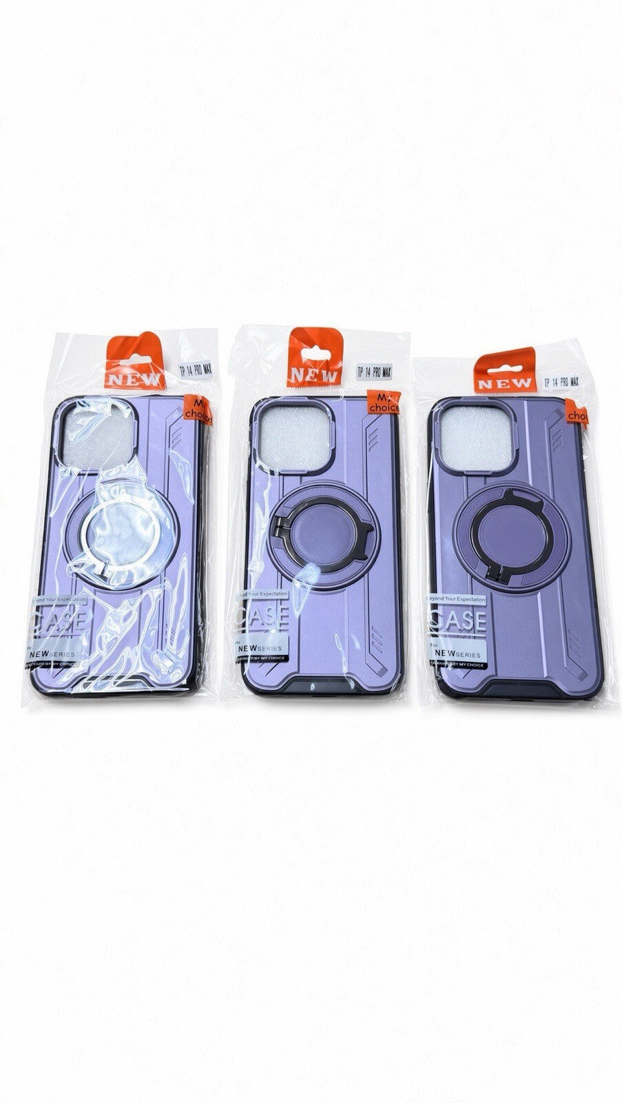 3 Pack iPhone 14 Pro Max Case Purple Rugged Magnetic Ring Stand Shockproof Cover