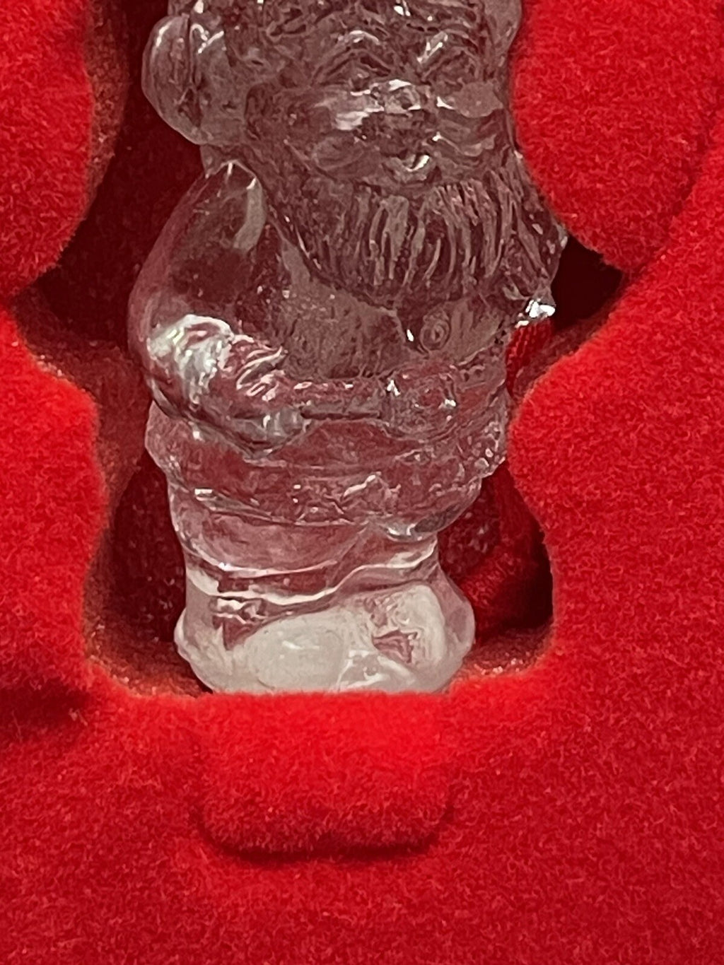 Wallace Crystal Santa Ornament 24% Lead Crystal - EUC in Red Gift Box, 2”