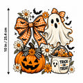 Halloween Ghost Gingham Bow DTF Transfer 10" Pk4 Pumpkin Treat Heat Press