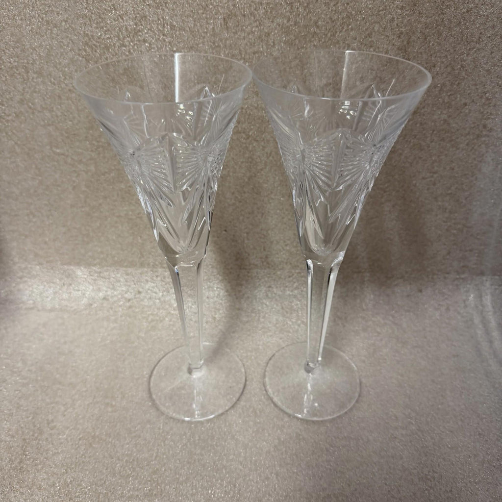 Pair of Waterford Crystal Millennium “Happiness” Champagne Toasting Flute 9 1/4”