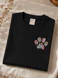 Dog Cat Lover Floral Paw Print Graphic Tee Unisex Pet Lover Shirt