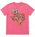 Acid Wash Pink Tee Floral Texas Shirt Polka Dot Bow Wildflower State Gift