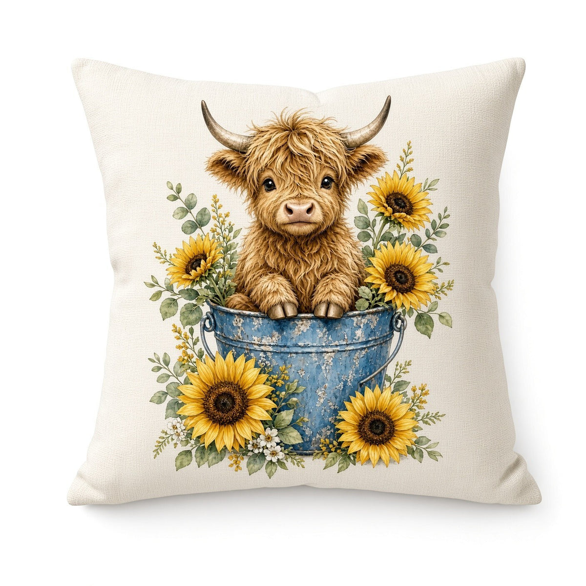 4pcs 10in Highland Cow Sunflower Bucket Farm DTF Transfer