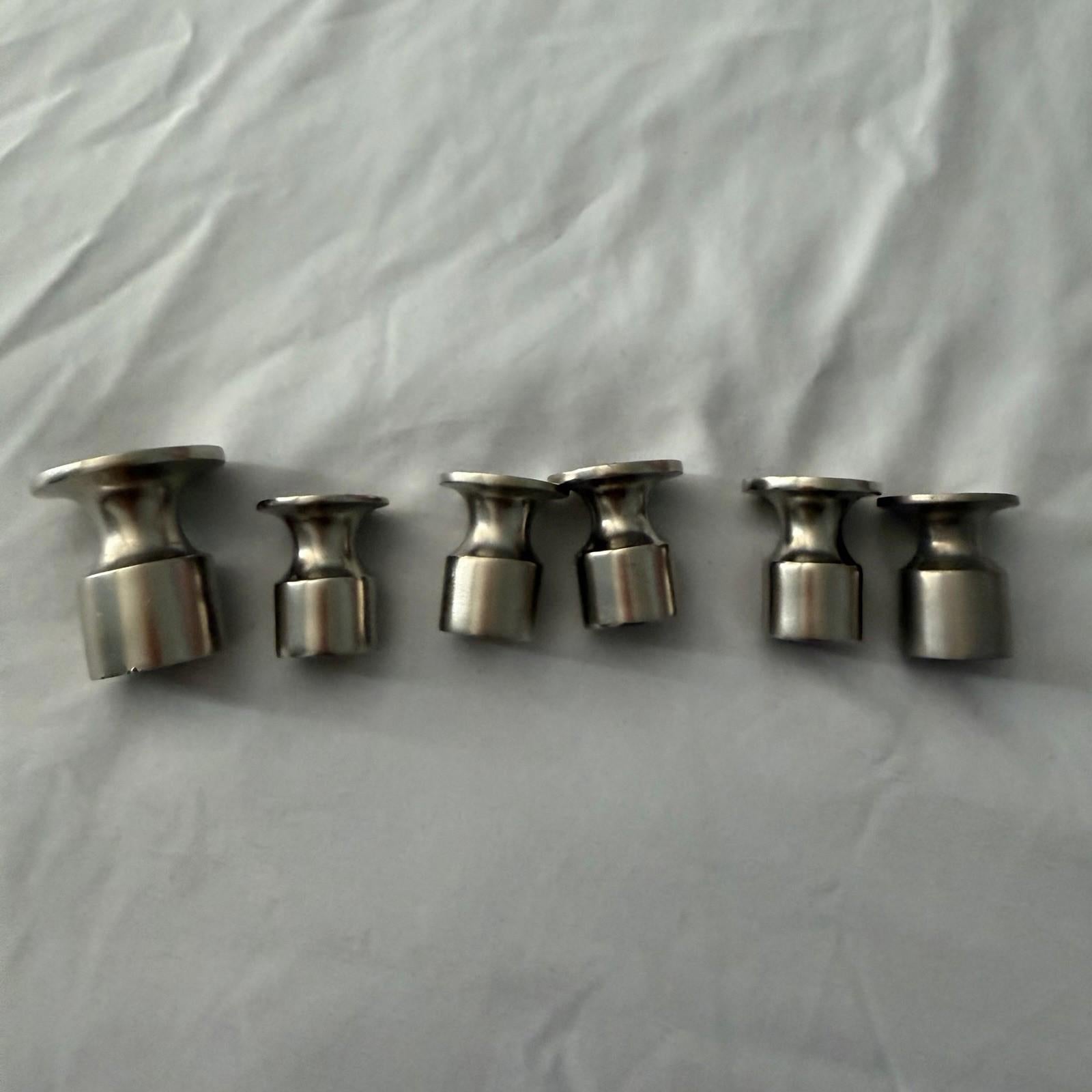Set of 6 Restoration Hardware Stainless Mushroom Cabinet Knobs Made India