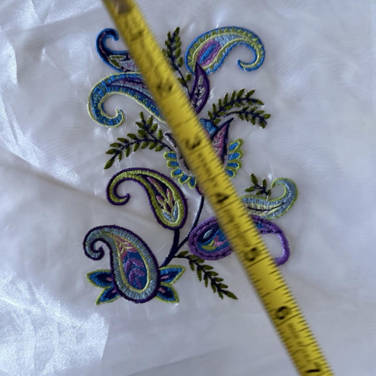 Vintage Embroidered Sheer Patch - Paisley Floral Swirls Boho Decor