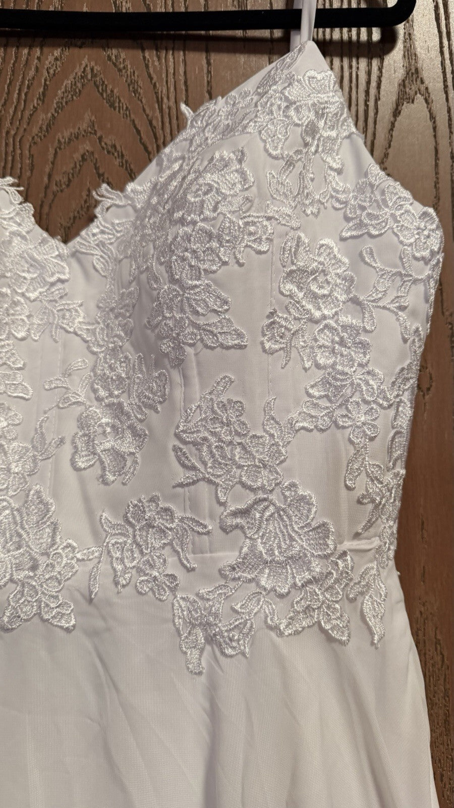 White Wedding Dress Size 12 Lace Corset Back Spaghetti Strap A-Line Bridal Gown