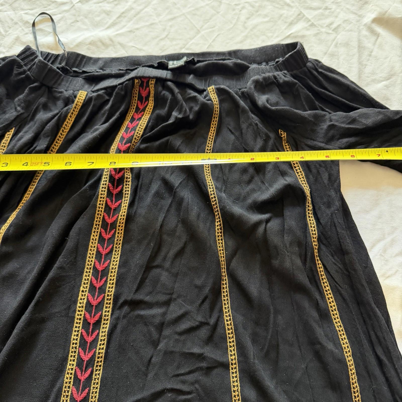 Forever 21 Black Embroidered Boho Peasant Tunic Dress Size M