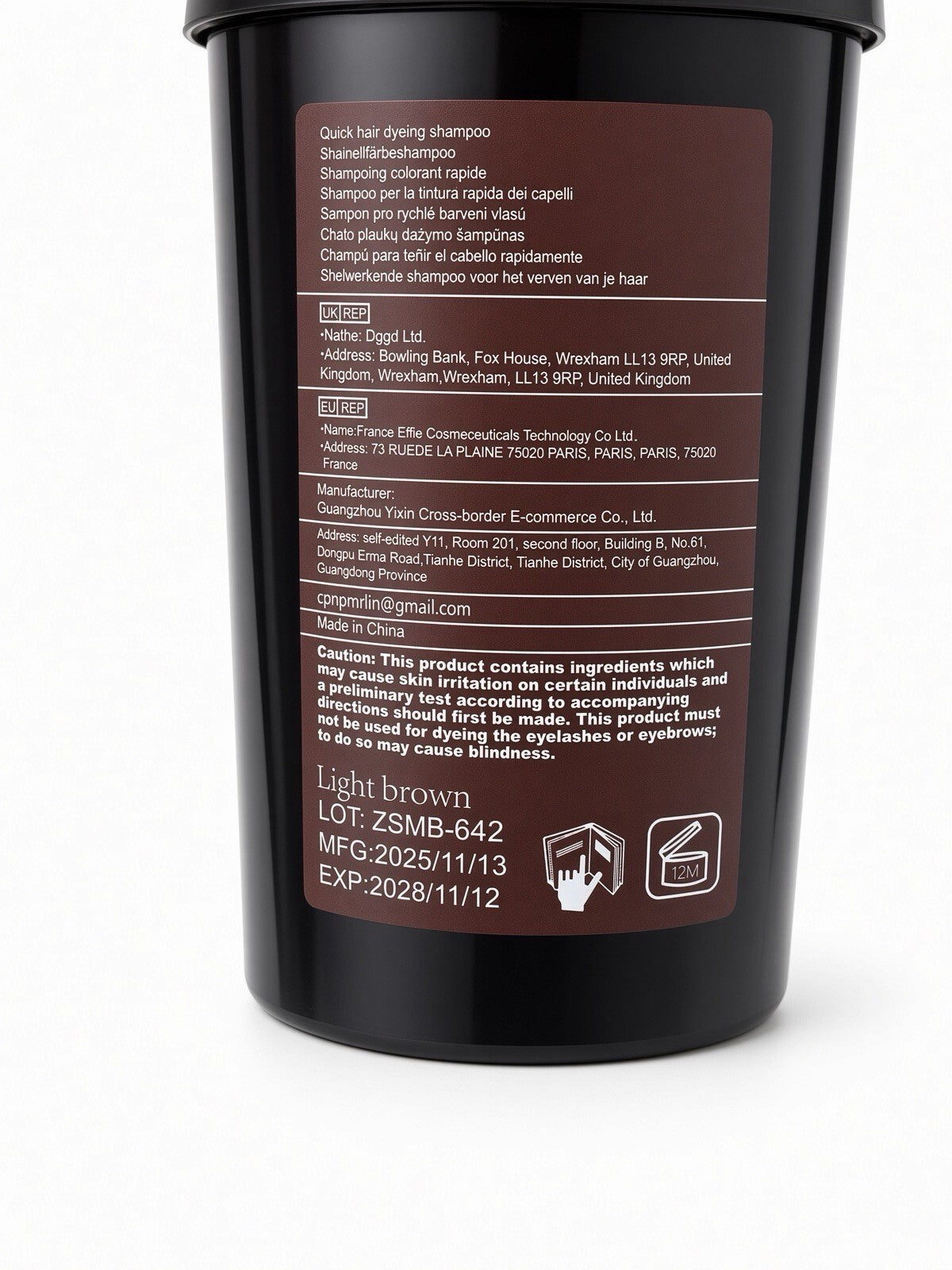SUMVX Hair Dye Shampoo Light Brown 01 3-in-1 Instant Hair Color 100ml Pump