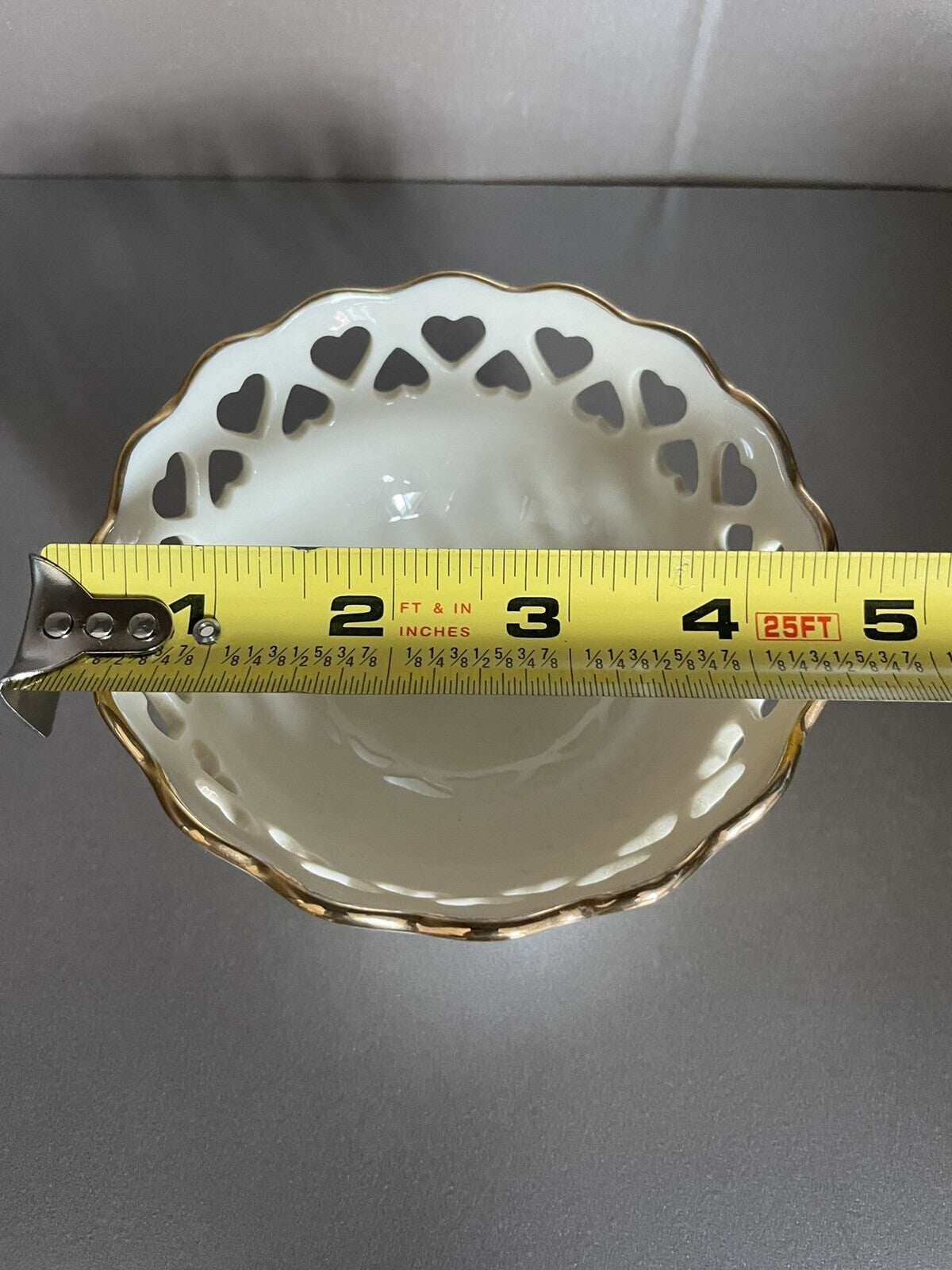 Lenox Lace Hearts & Rose Embossed Candy Dish with Gold Rims
