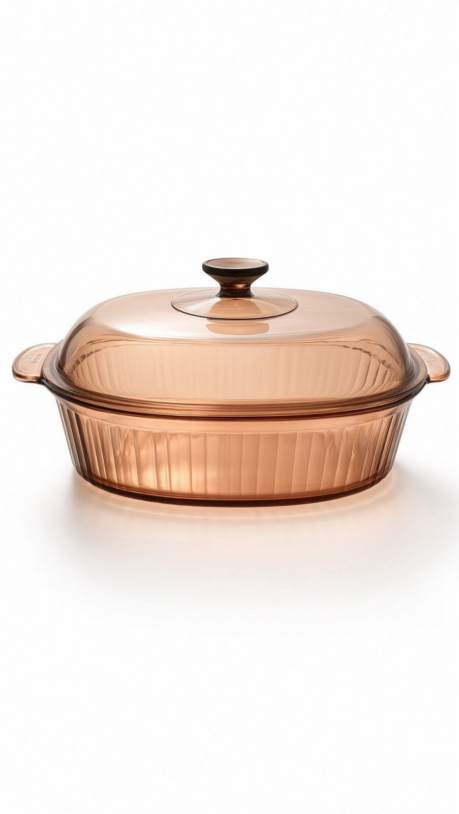 Vintage Vision Corning Ware Amber 4 Qt Oval Ribbed Roaster Casserole w/ Lid V34B