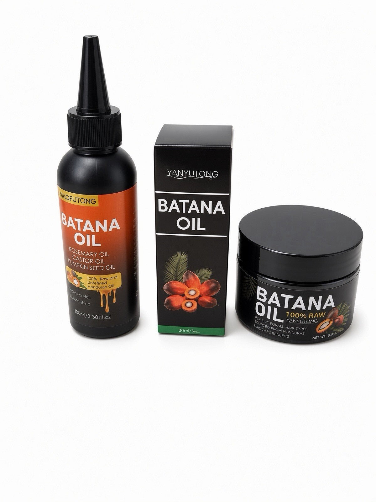 3PC Batana Oil Hair Care Set Raw Batana Rosemary Castor Pumpkin Seed Scalp Oil