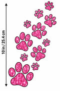 Pink Glitter Paw Print DTF Transfer 10" Pk4 Dog Cat Heat Press