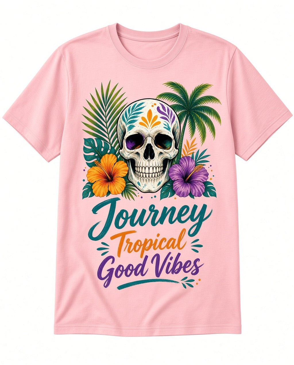 4pcs 10in Tropical Skull Journey Good Vibes DTF Transfer