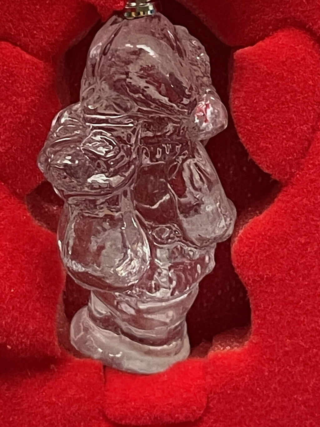 Wallace Crystal Santa Ornament 24% Lead Crystal - EUC in Red Gift Box, 2”