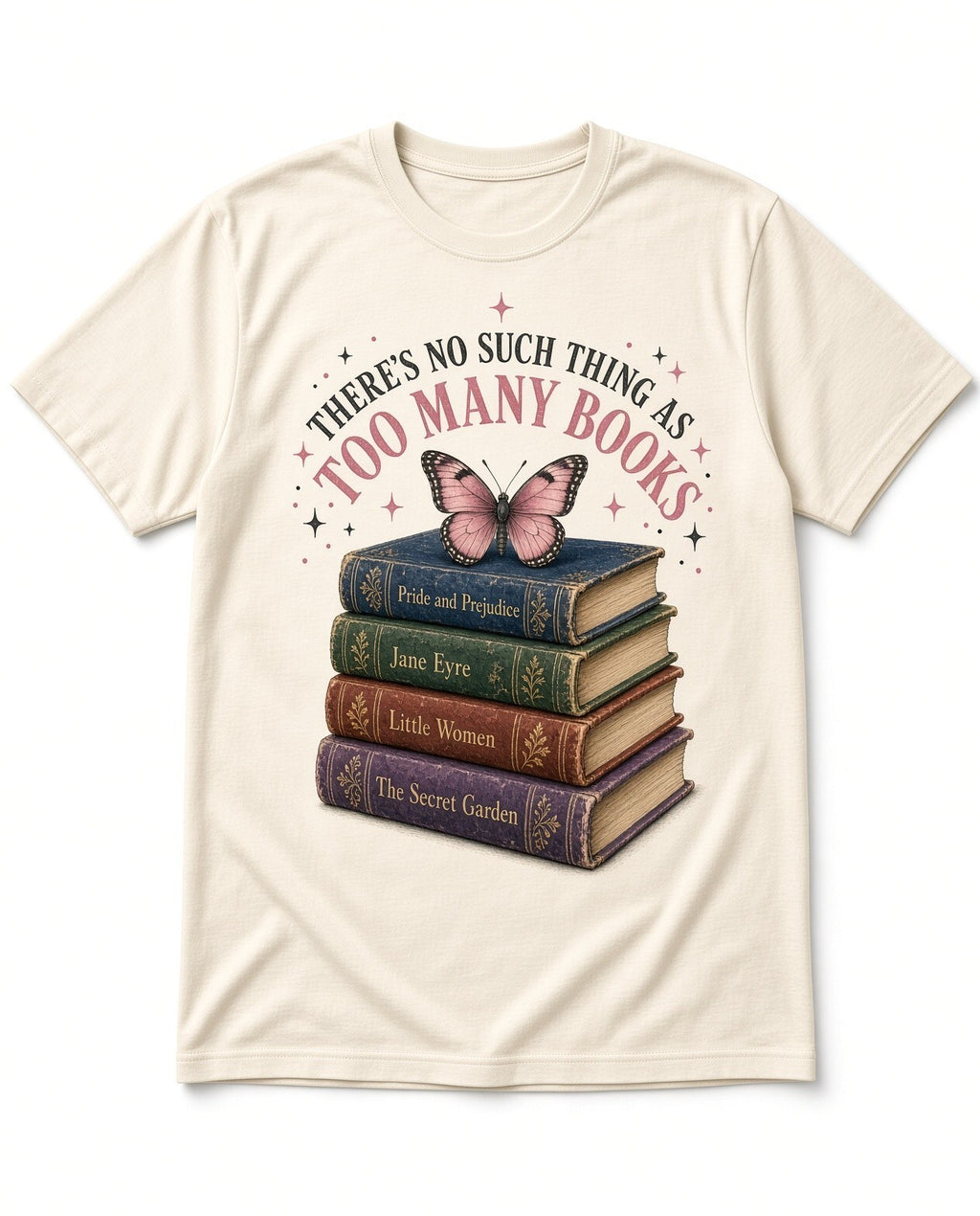4pcs 10in Too Many Books Stack Butterfly DTF Transfer