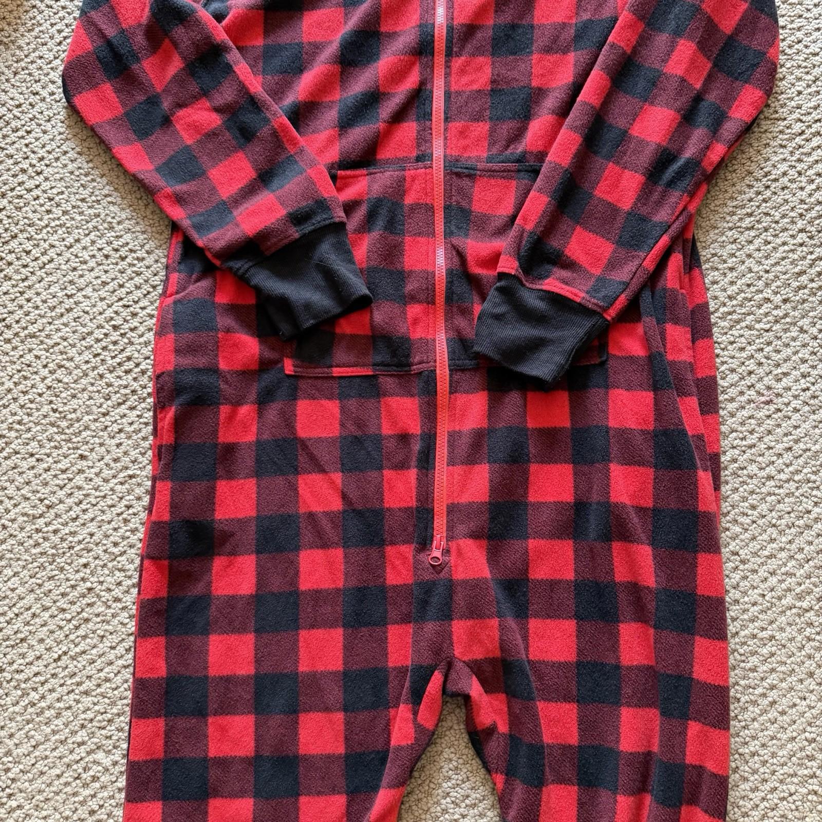 Tipsy Elves Jumpsuit Adult L Red Buffalo Plaid One Piece Pajama Lounge Holiday