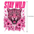 4PCS 10"  DTF Transfer Stay Wild Pink Leopard Lightning Flowers Graphic Iron On