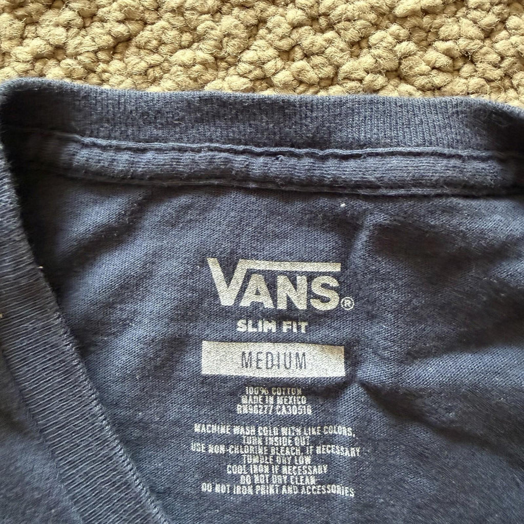 Vans Off The Wall Box Logo T-Shirt Navy Blue Medium Skate Graphic